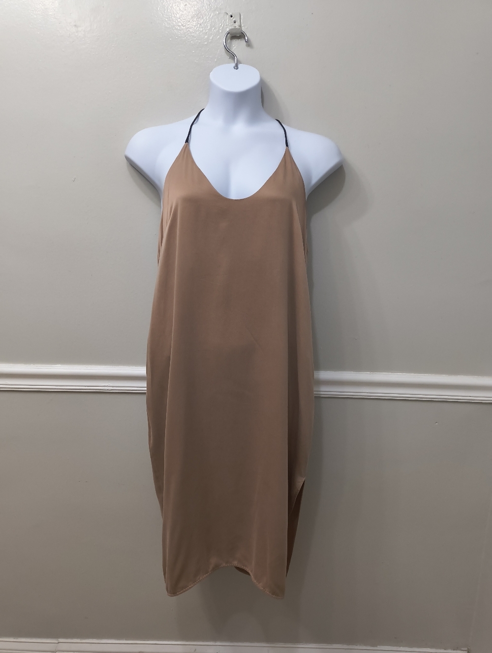 Lunya Washable Silk Slip Dress Otium Tan L Casual Minimalist Lightweight Preppy